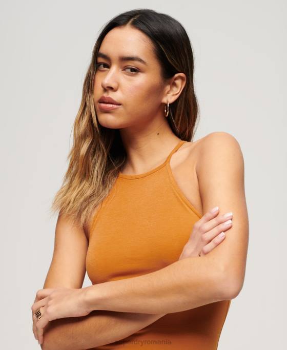 Superdry rochie mini din jerseu cu bretele îmbrăcăminte galben femei JX0Z1999