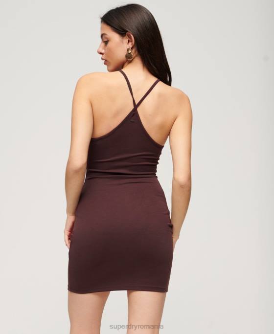 Superdry rochie mini din jerseu cu bretele îmbrăcăminte maro femei JX0Z2141