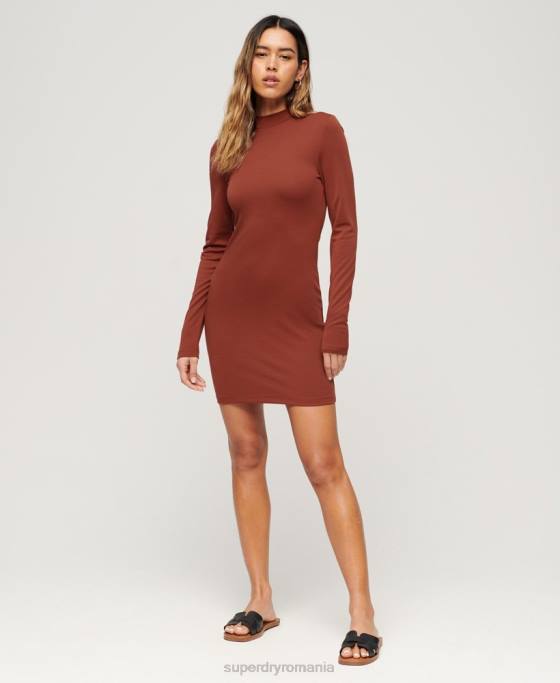 Superdry rochie mini din jerseu cu decolteu fals îmbrăcăminte roșu femei JX0Z2393