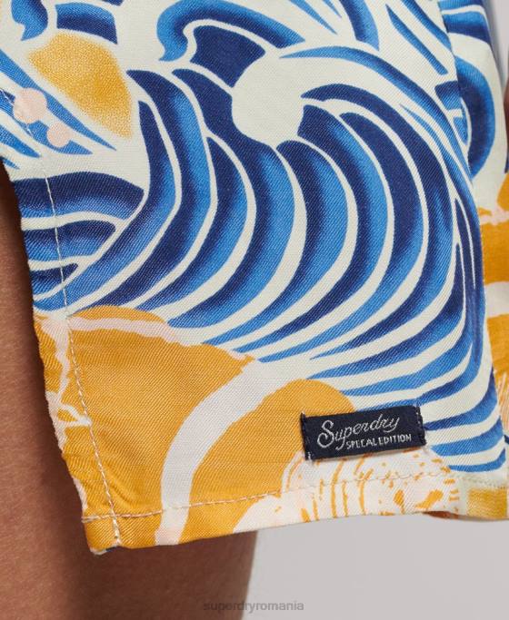 Superdry rochie mini slip cu imprimeu îmbrăcăminte aur femei JX0Z2405