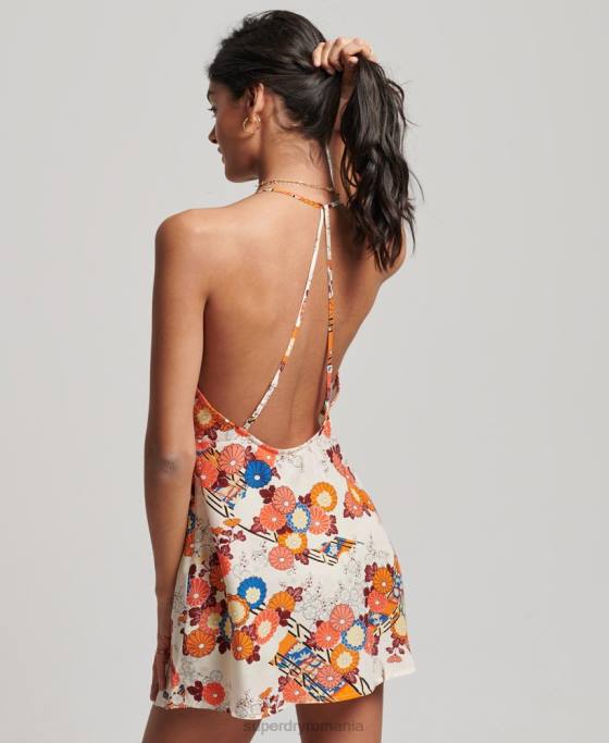 Superdry rochie mini slip cu imprimeu îmbrăcăminte cremă femei JX0Z2477