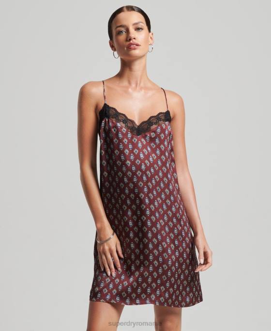 Superdry rochie mini-slip din satin cu finisaje din dantela îmbrăcăminte roșu femei JX0Z2524