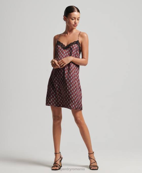 Superdry rochie mini-slip din satin cu finisaje din dantela îmbrăcăminte roșu femei JX0Z2524