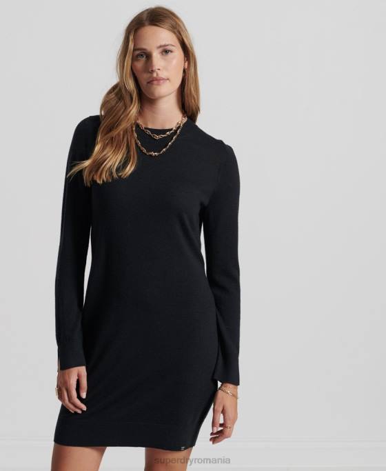 Superdry rochie mini studios merinos îmbrăcăminte negru femei JX0Z2522