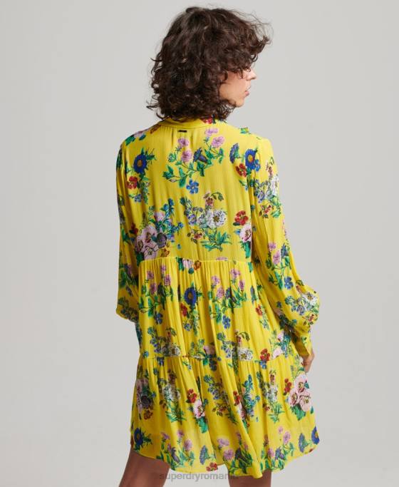 Superdry rochie mini studios off duty îmbrăcăminte galben femei JX0Z2466