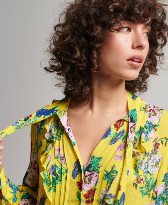 Superdry rochie mini studios off duty îmbrăcăminte galben femei JX0Z2466