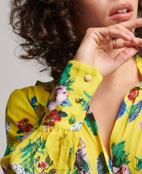 Superdry rochie mini studios off duty îmbrăcăminte galben femei JX0Z2466