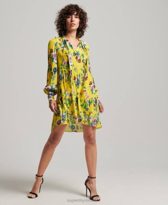 Superdry rochie mini studios off duty îmbrăcăminte galben femei JX0Z2466