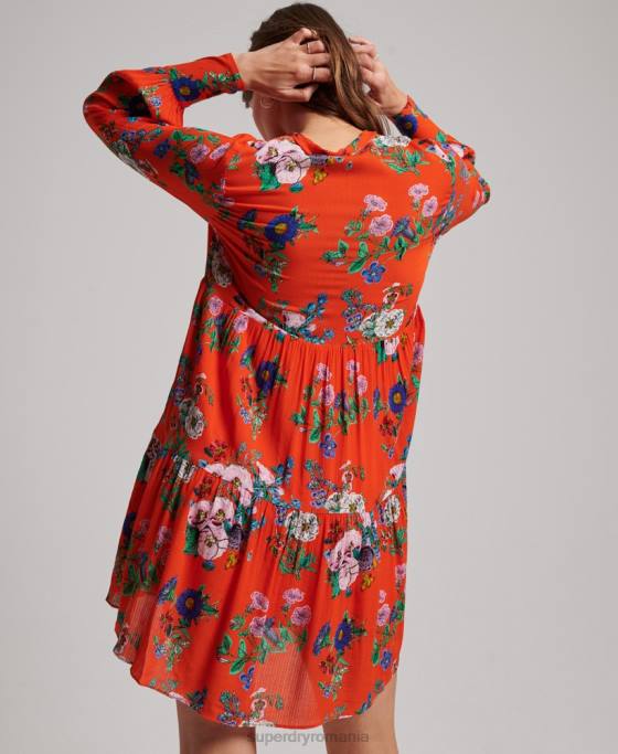 Superdry rochie mini studios off duty îmbrăcăminte roșu femei JX0Z2484