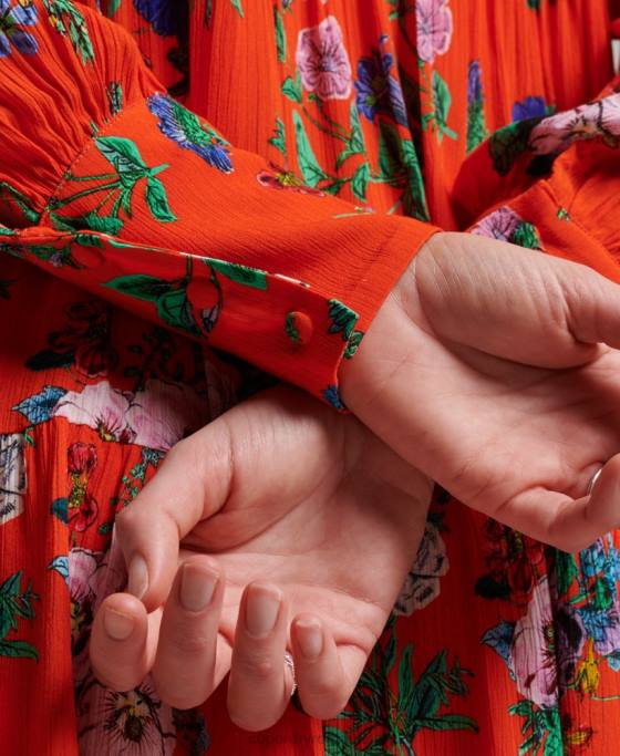 Superdry rochie mini studios off duty îmbrăcăminte roșu femei JX0Z2484