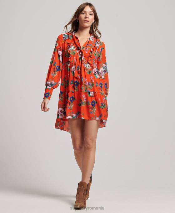 Superdry rochie mini studios off duty îmbrăcăminte roșu femei JX0Z2484