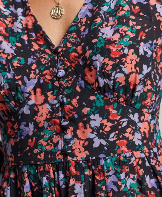 Superdry rochie mini vintage cu maneca lunga îmbrăcăminte Violet femei JX0Z6517