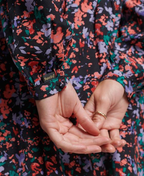 Superdry rochie mini vintage cu maneca lunga îmbrăcăminte Violet femei JX0Z6517