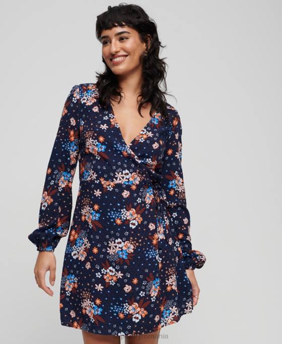 Superdry rochie mini wrap cu imprimeu îmbrăcăminte marina femei JX0Z2411