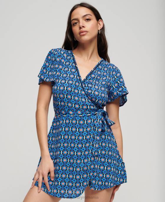 Superdry rochie mini wrap vintage îmbrăcăminte albastru femei JX0Z1966