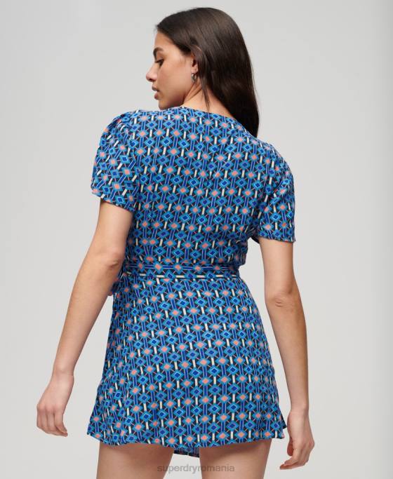 Superdry rochie mini wrap vintage îmbrăcăminte albastru femei JX0Z1966