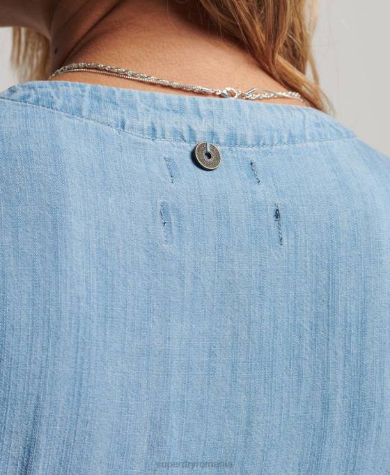Superdry rochie mini wrap vintage îmbrăcăminte albastru femei JX0Z2546