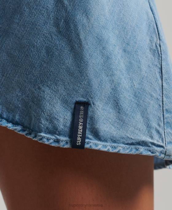 Superdry rochie mini wrap vintage îmbrăcăminte albastru femei JX0Z2546