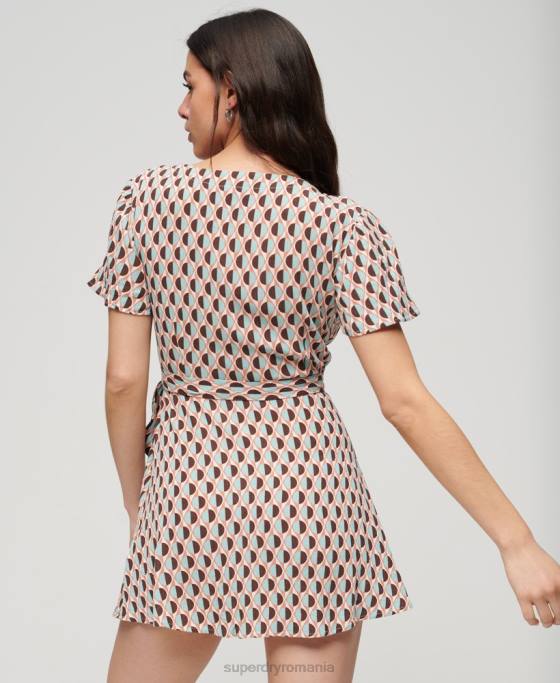Superdry rochie mini wrap vintage îmbrăcăminte maro femei JX0Z2017