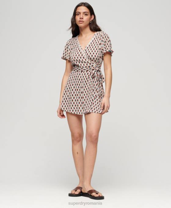 Superdry rochie mini wrap vintage îmbrăcăminte maro femei JX0Z2017
