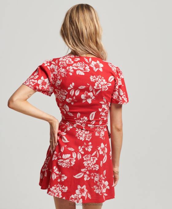 Superdry rochie mini wrap vintage îmbrăcăminte roșu femei JX0Z2373