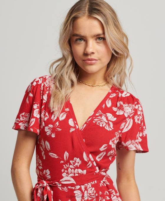 Superdry rochie mini wrap vintage îmbrăcăminte roșu femei JX0Z2373