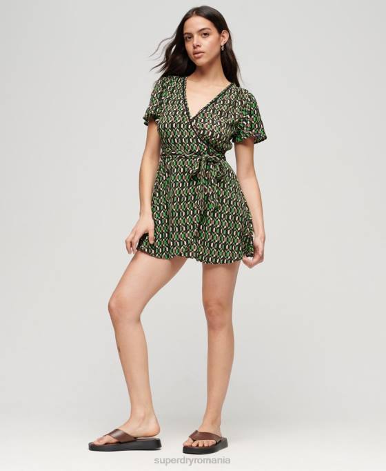 Superdry rochie mini wrap vintage îmbrăcăminte verde femei JX0Z2005