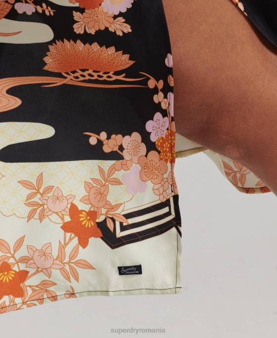 Superdry rochie slip midi cu imprimeu îmbrăcăminte aur femei JX0Z2369