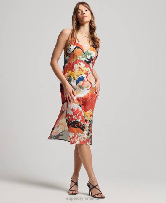 Superdry rochie slip midi cu imprimeu îmbrăcăminte multi femei JX0Z2486