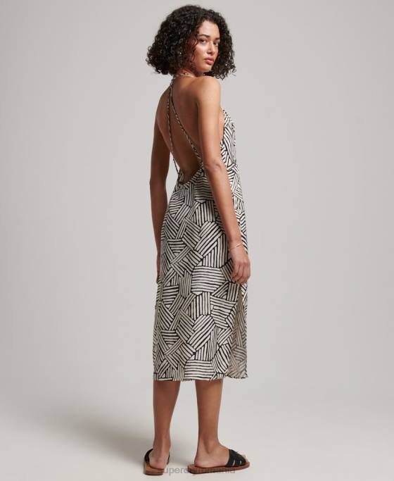 Superdry rochie slip midi cu imprimeu îmbrăcăminte negru femei JX0Z2322