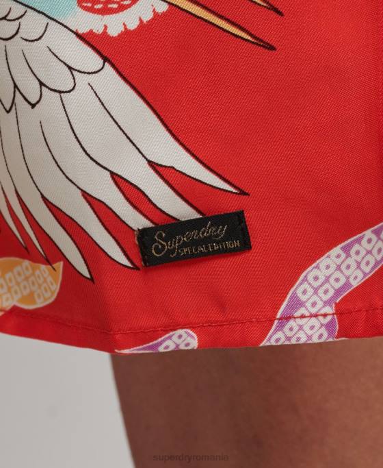 Superdry rochie slip midi cu imprimeu îmbrăcăminte roșu femei JX0Z2403
