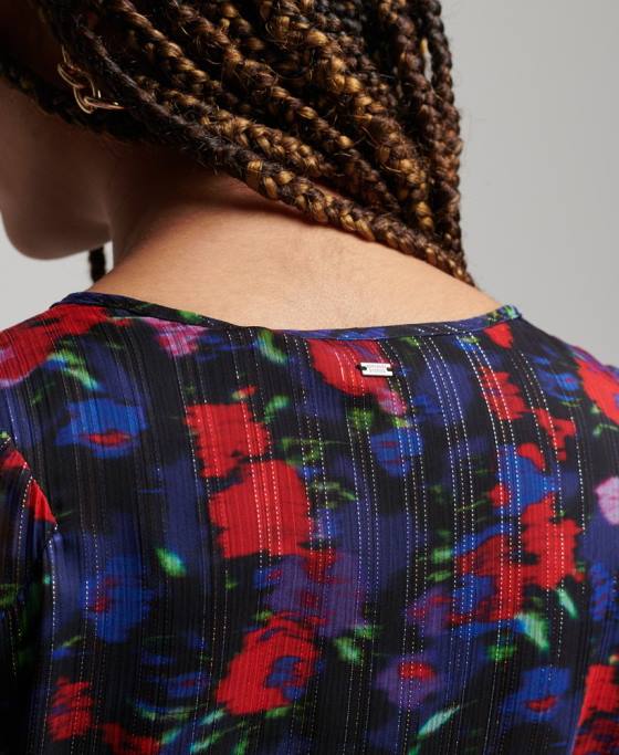 Superdry rochie studios cu maneca lunga cu volane îmbrăcăminte marina femei JX0Z2520