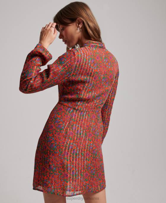 Superdry rochie studios nasturi fata îmbrăcăminte portocale femei JX0Z2499