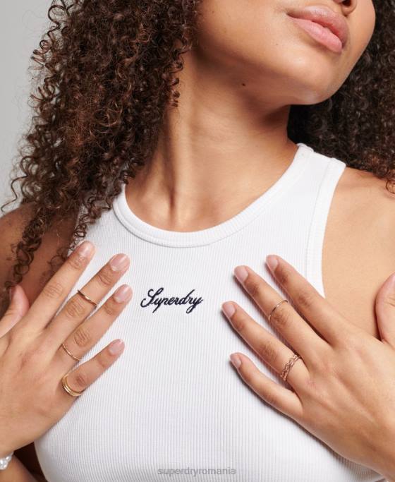 Superdry rochie tank esențială cu logo cod îmbrăcăminte alb femei JX0Z2472