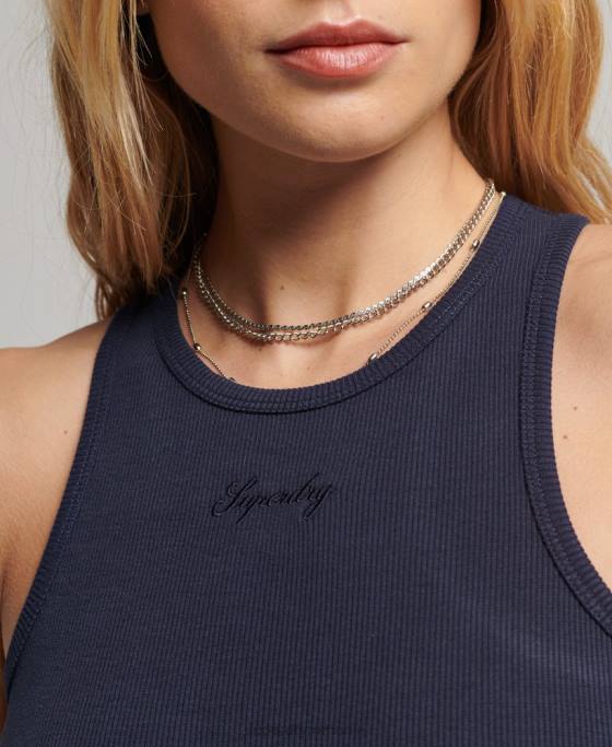 Superdry rochie tank esențială cu logo cod îmbrăcăminte marina femei JX0Z2422