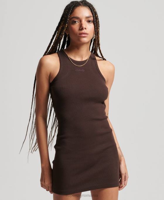 Superdry rochie tank esențială cu logo cod îmbrăcăminte maro femei JX0Z2441