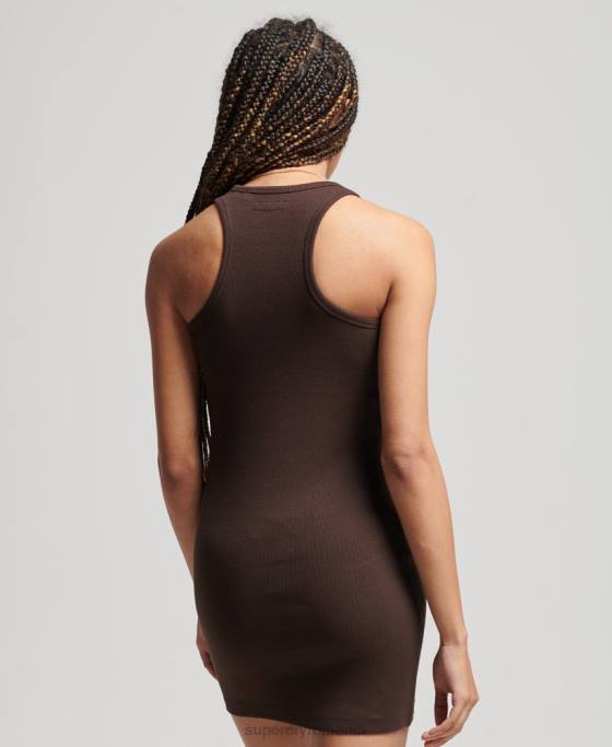Superdry rochie tank esențială cu logo cod îmbrăcăminte maro femei JX0Z2441