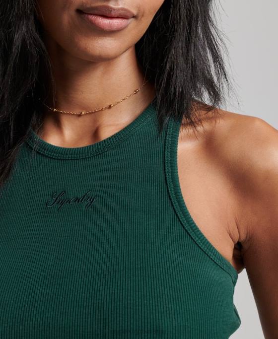 Superdry rochie tank esențială cu logo cod îmbrăcăminte verde femei JX0Z2424