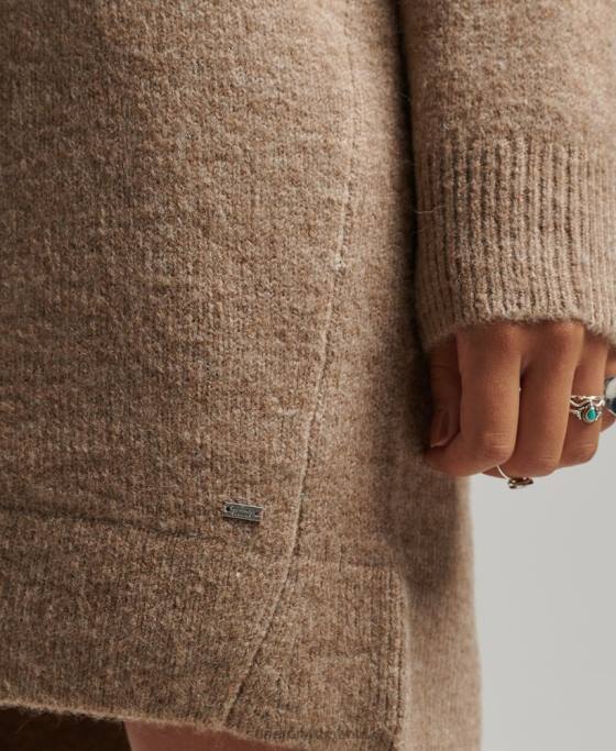 Superdry rochie tricotată cu decolteu în V îmbrăcăminte bej femei JX0Z2421