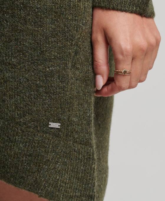 Superdry rochie tricotată cu decolteu în V îmbrăcăminte kaki femei JX0Z2443