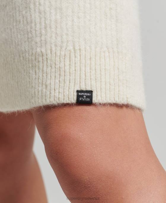 Superdry rochie tricotată cu pulover cu decolteu rulat îmbrăcăminte cremă femei JX0Z2496