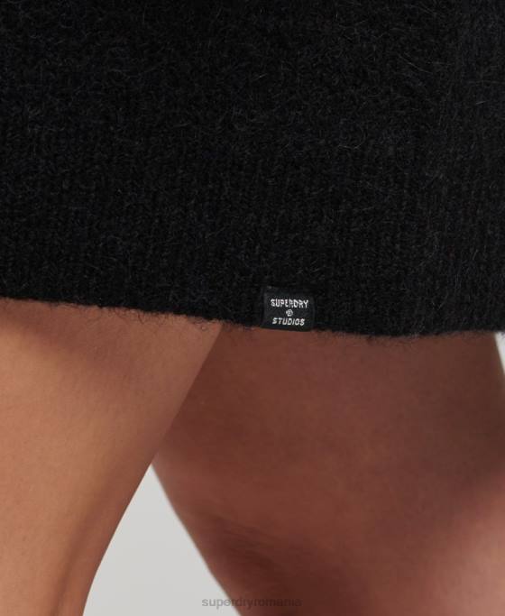 Superdry rochie tricotată cu pulover cu decolteu rulat îmbrăcăminte negru femei JX0Z2495