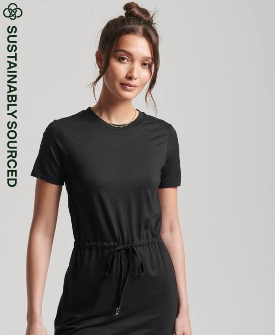 Superdry rochie tricou cu cordon îmbrăcăminte negru femei JX0Z2511