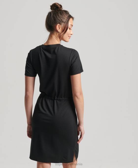 Superdry rochie tricou cu cordon îmbrăcăminte negru femei JX0Z2511
