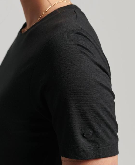 Superdry rochie tricou cu cordon îmbrăcăminte negru femei JX0Z2511