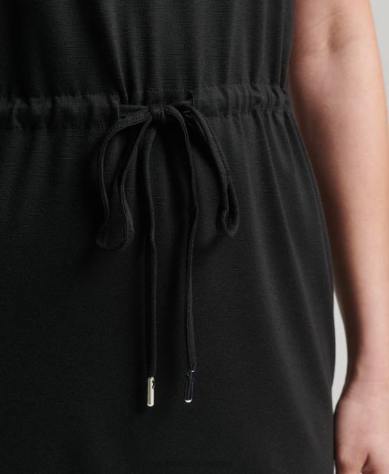 Superdry rochie tricou cu cordon îmbrăcăminte negru femei JX0Z2511