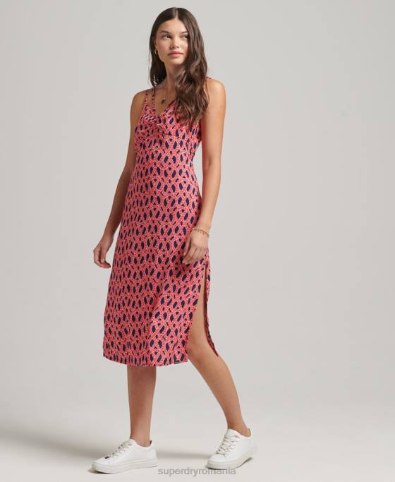 Superdry rochie vintage cu bretele cami îmbrăcăminte roșu femei JX0Z2396