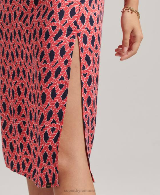 Superdry rochie vintage cu bretele cami îmbrăcăminte roșu femei JX0Z2396