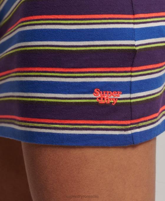 Superdry rochie vintage cu dungi îmbrăcăminte maro femei JX0Z2470