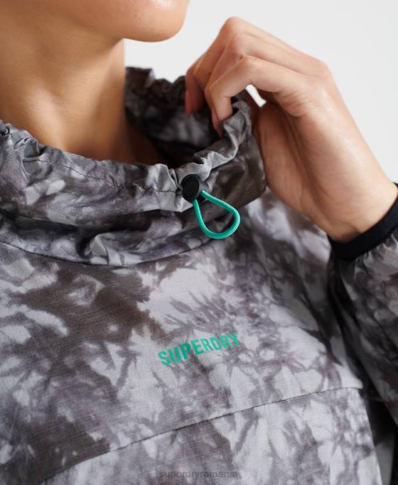 Superdry rulați coajă de ploaie ușoară îmbrăcăminte gri femei JX0Z5665